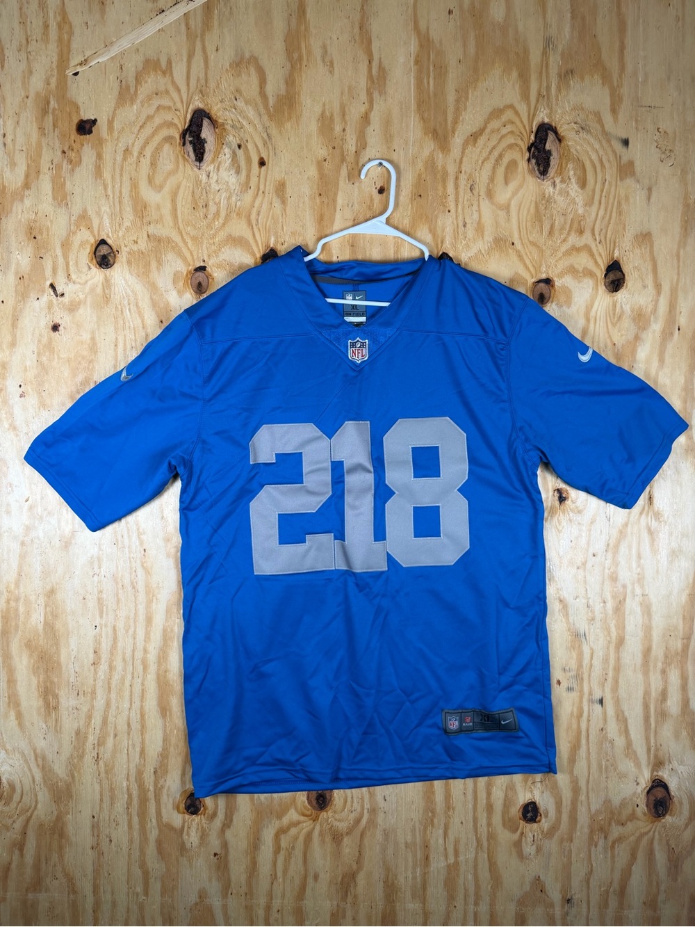 NFL #218 Lions Blue Nike On-Field Football Jersey - XL